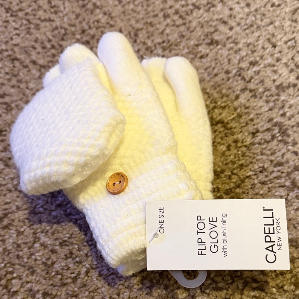 Capelli of New York Cream Flip Top Gloves